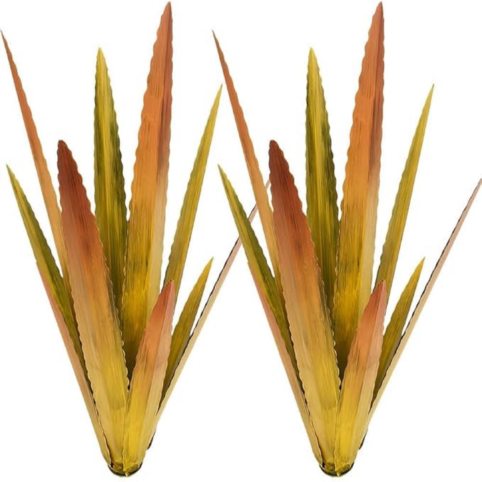 

Набор из 2 металлических скульптур агавы, деревенская искусственная скульптура текилы для ландшафта, расписанная вручную, уличный декор, фигурки, садовый декор