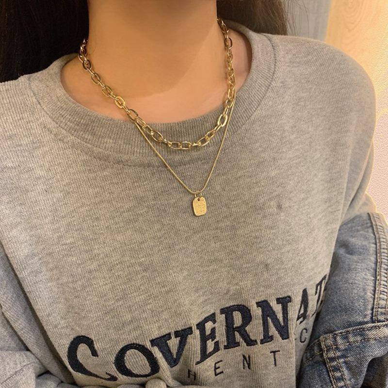Hollow water drop pendant necklace female versatile does not fade cold wind temperament sweater chain minimalist personality niche accessories