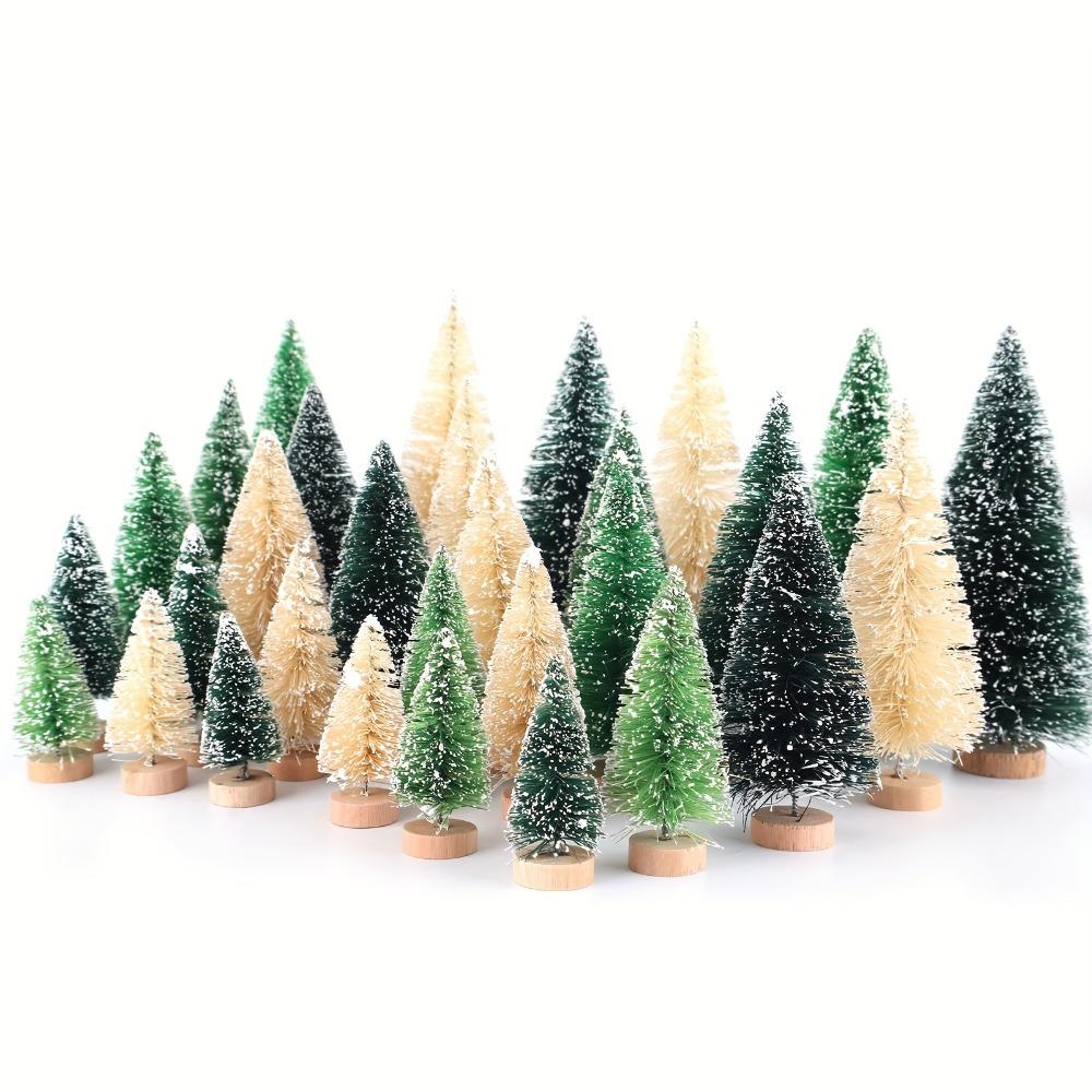15/30 PCS Mini Christmas Trees Set, Assorted Sizes & Colors Artificial Christmas Trees For Holiday Decor