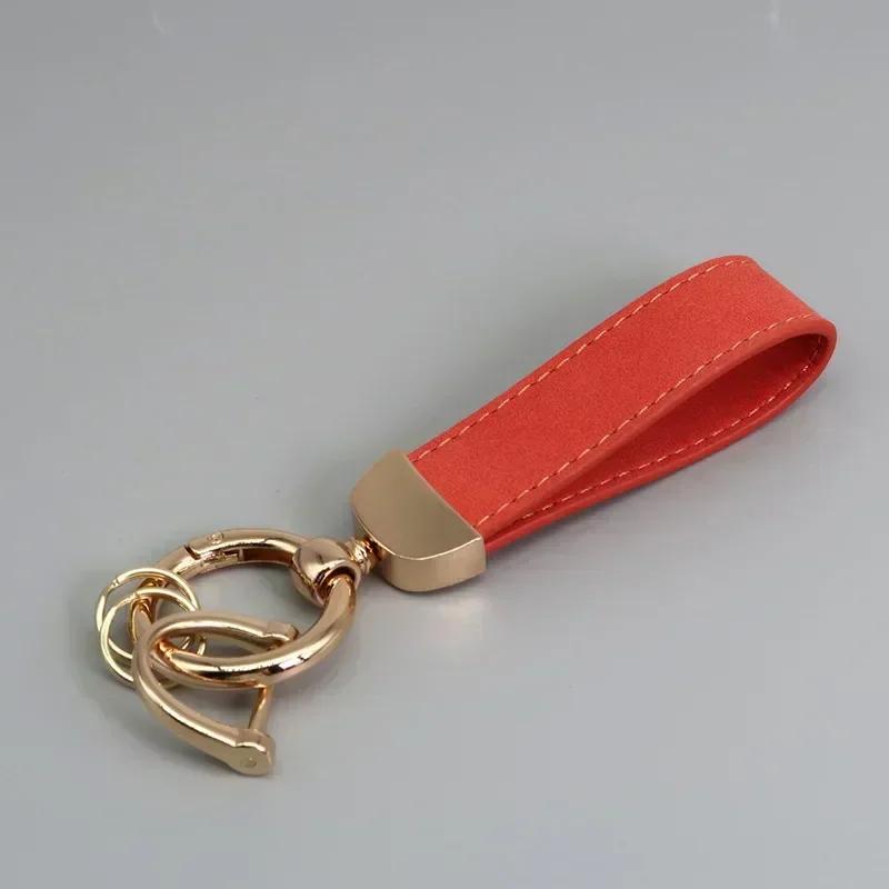 Custom LOGO Suede Leather Keychain Vintage Laser Engrave Car Key Ring Holder for Men and Women Personalized Key Chains Ring