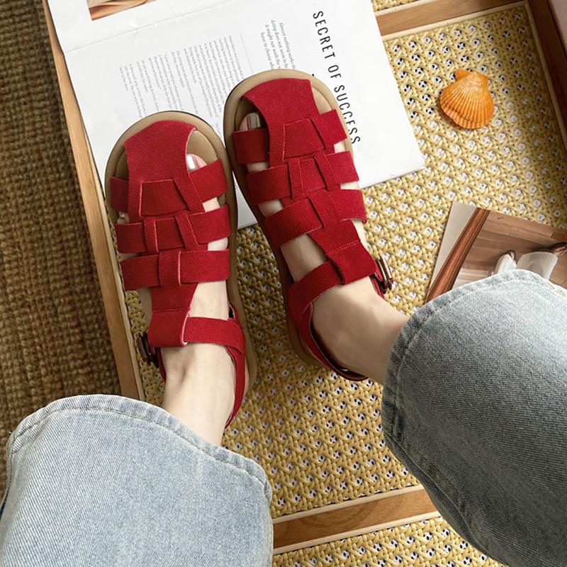 Fashion SUOJIALUN 2025 New Brand Women Sandal Fashion Close Toe Shallow Ladies Casual Slingback Shoes Round Toe Soft Flat Heel Mules Sho