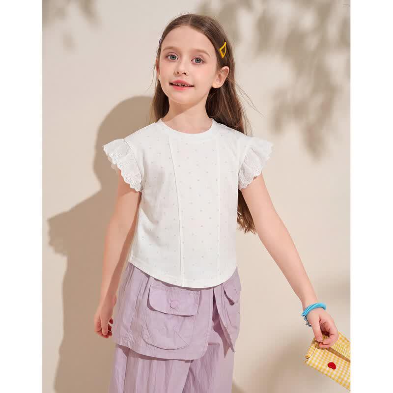 Montagut Girls Polka Dot Flutter Sleeve Top 130