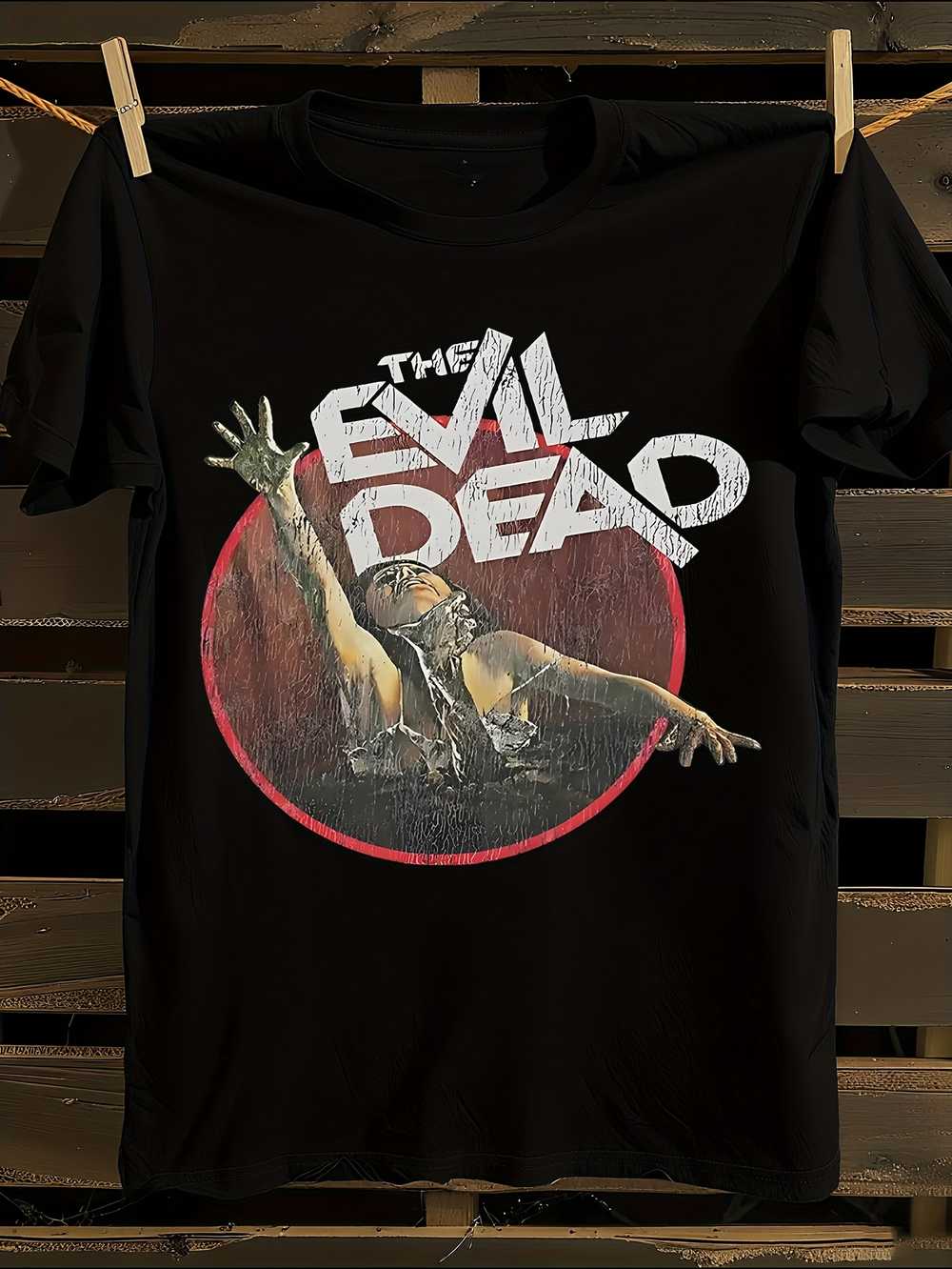 

The Evil Dead Worn Out Vintage Horror T-Shirt Mens Tshirt Womens Tshirts with Letters Print Short Sleeves T-Shirt Casual Street Tee Shirt Top XXXXL