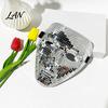 Reflective Silver Dance Mask Halloween Disco Ball Mask, Breathable Mirror Mosaic Masquerade, Glitter Party Costume for Performance, Club Night
