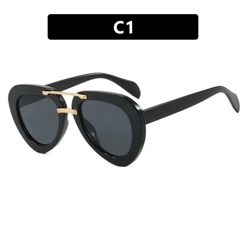 Retro Oval Frame Sunglasses Fashion Big Frame Sunglasses Punk Green Pilot Eyewear Personalized Shades Sun Protection Glasses