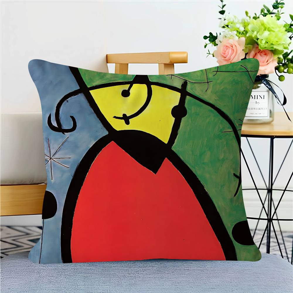 

Art J-Joan-Miro Pillowcase Toon Gift Cushion Cover Bedroom Home Sofa Chair Seat Decor Pillow Case 12x12Inch