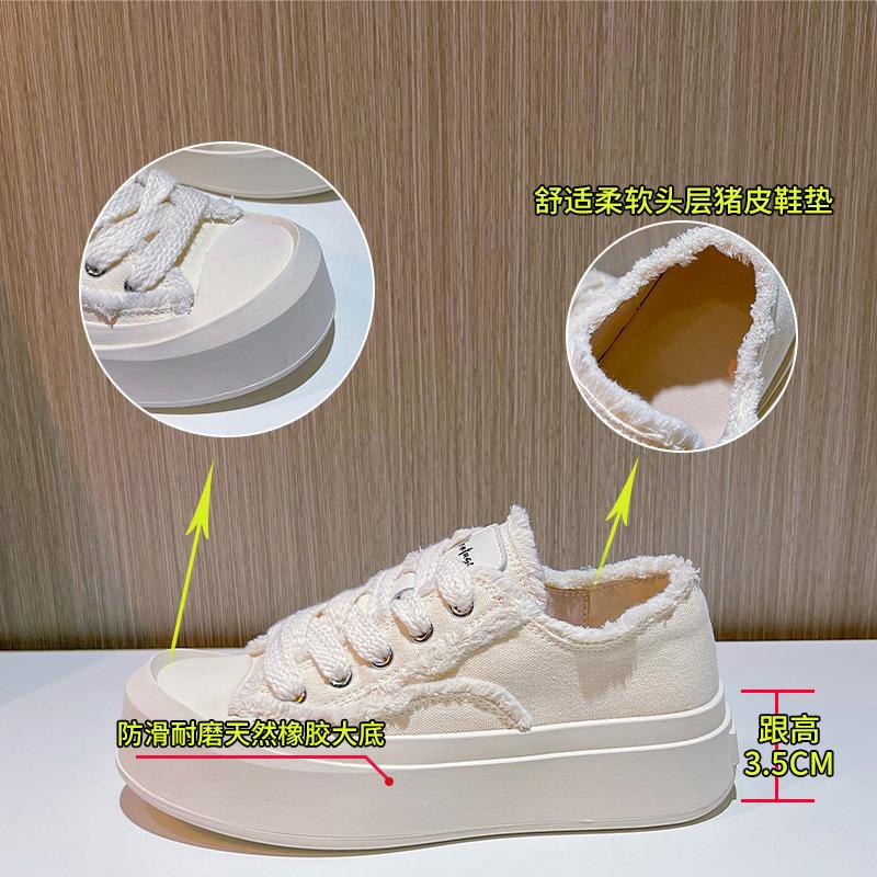 Beggar canvas shoes 2025 spring new platform white shoes women's casual single shoes versatile women's shoes flat shoes children