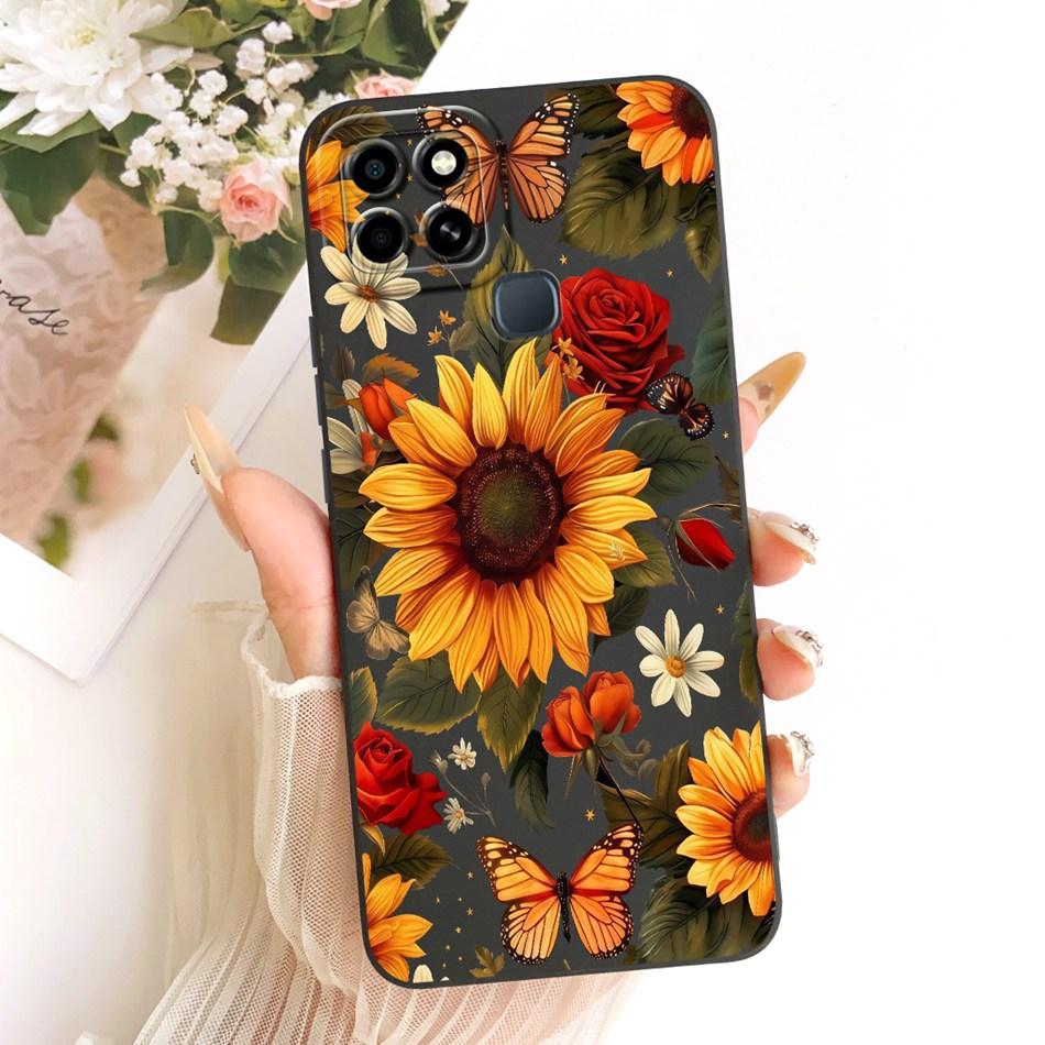 For Infinix Smart 6 X6511 X6511B X6511E Cute Cat Flower Cartoon Phone Case For Infinix Smart6 Shockproof Soft Silicone Bumpers