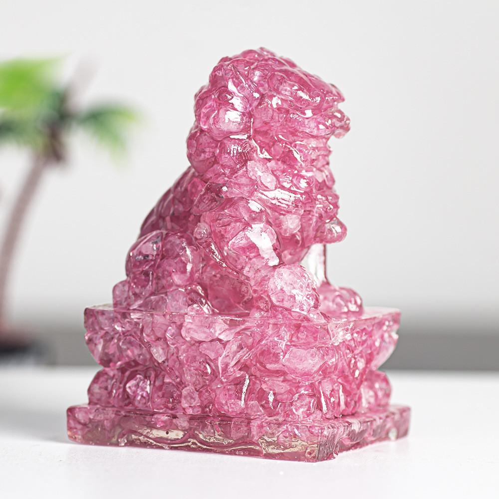 Resin Filled Natural Quartz Lion Figurine With Elegant Home Decor Gift For Adults