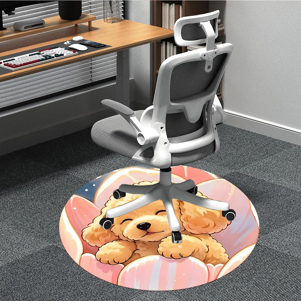 1pc Fluffy Poodle Office Round Area Rug, Indoor Mat Suitable ForOffice, Under Office Chairs Bedroom Living Room Home Decor T201