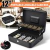 Metal Piggy Bank Key Lock Petty Coin Cash Money Box Pot Lockable Cash Box Deposit Security Cashier Drawer Storage Black 1 PC