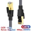 High Speed Cat8 Ethernet Cable 40Gbps Internet Network Lan Patch Cord For Router Laptop RJ45 Nylon Braided CAT8 Ethernet Cable