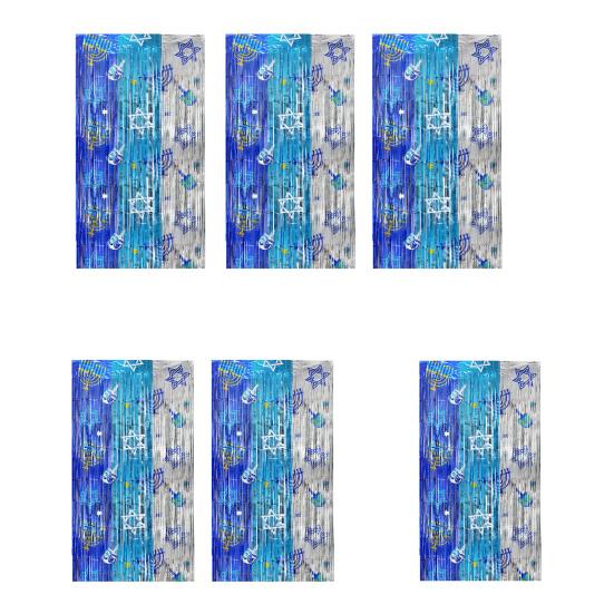 1/2/3Pcs Hanukkah Rain Curtain Background Shiny Metal Texture Three-Color Gradient Visual Effect Rain Curtain Holiday Decoration