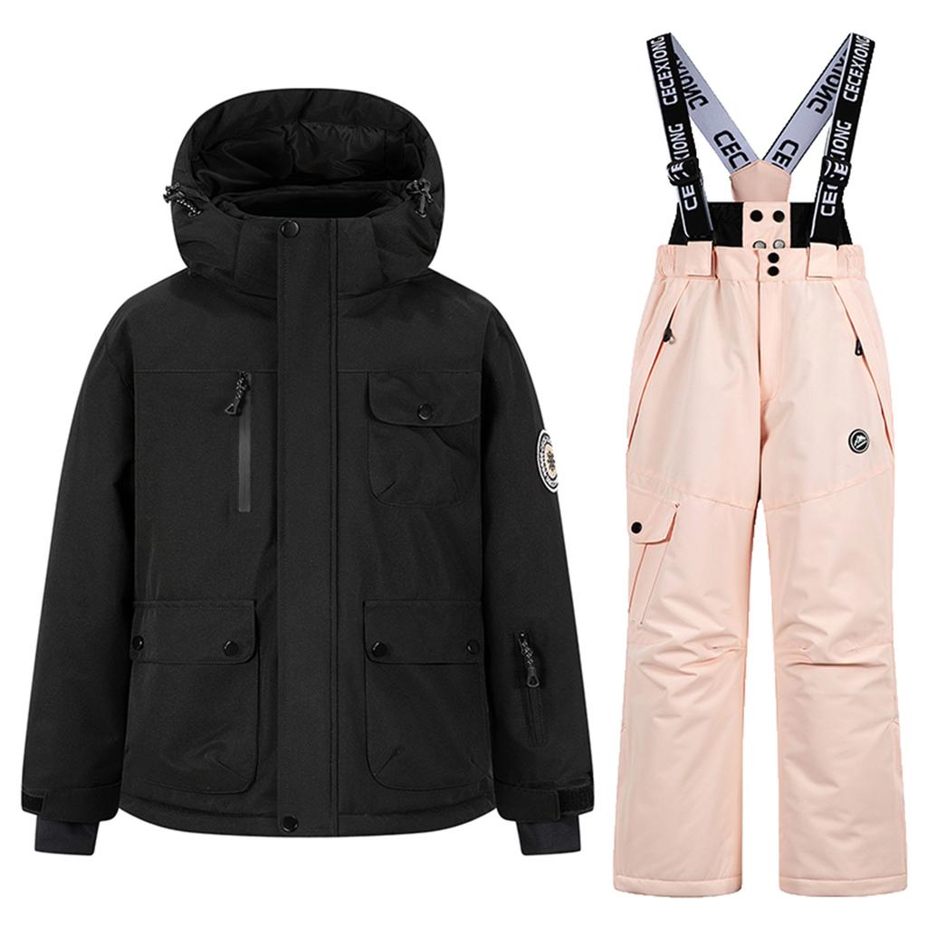 Mote Skiklærsett for barn Gutter og jenters fortykket vanntett varmt skidressjakke og bukser antrekksett