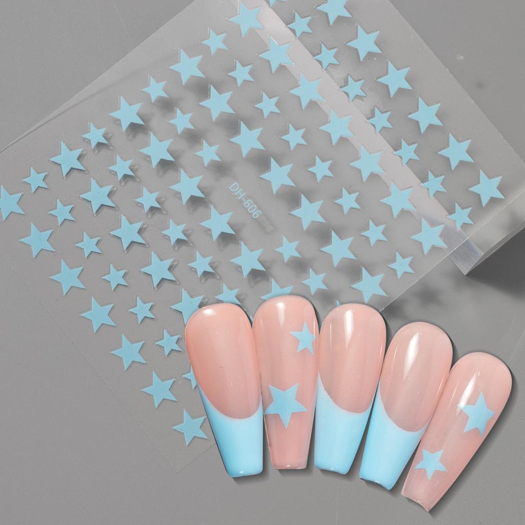 Five-Pointed Star Nail Stickers Foil Hollow Star Decals Flexible Hand-Painted Pentagram Self-Adhesive Nail Art Stickers