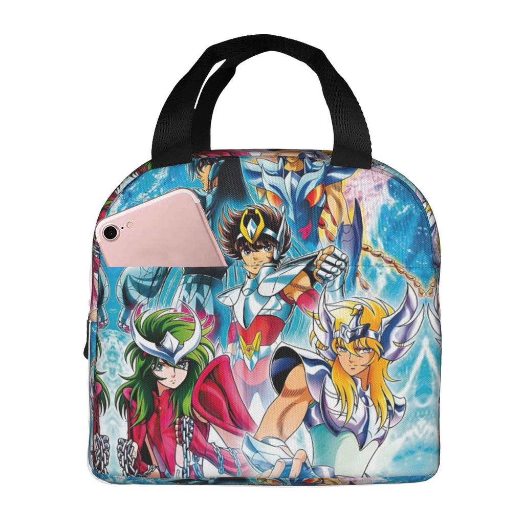 Custom Saint Seiyas Insulated Lunch Bag for Women Men Leakproof Anime Thermal Cooler Lunch Tote Beach Camping Travel