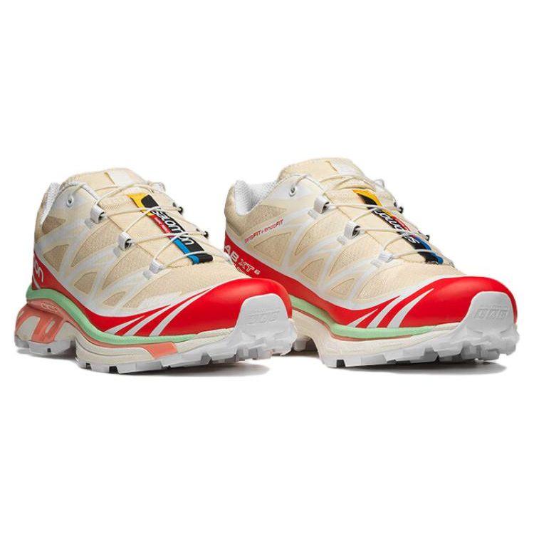 SALOMON Xt-6 Round Toe Elastic Comfortable Durable Breathable Lightweight Grip Low-Top Outdoor Functional Shoes Unisex Shoes Pink Orange 472933