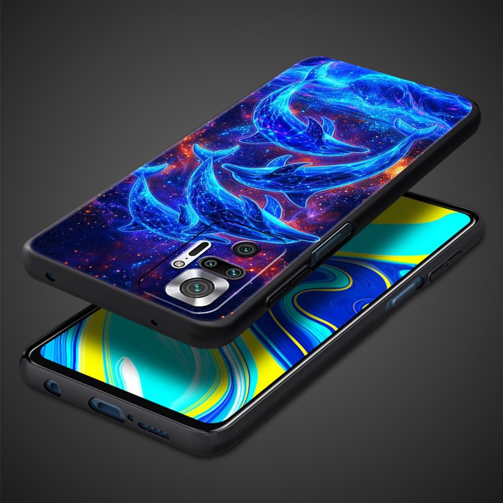 Ocean Animal Cute Dolphin Sea Turtle Phone Case For Xiaomi Redmi Note 14 13 5G 10 11 12 Pro Plus 4G 14C 13C 12C 10C Black Cover