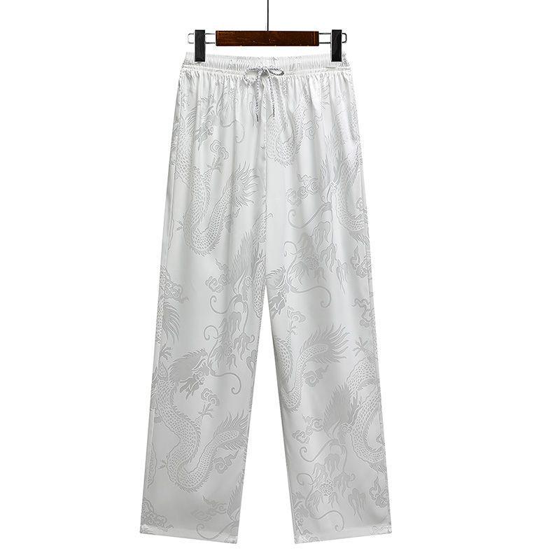 Men's Ice Silk Long-Sleeve Tang Suit: Chinese-Style Spring Hanfu for Older Adults, Loose Fit