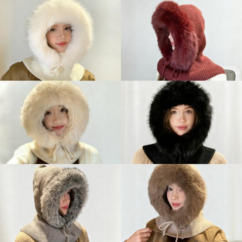 Women'S Autumn Winter Polyester Fiber Knitted Hat Trendy And Versatile Warm And Cold-Proof Pullover Hats