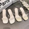 Transparent Sandals Women's High Heels Summer 2025 New Women's Shoes High Fashion Versatile Crystal Thick Heel Cool Slippers