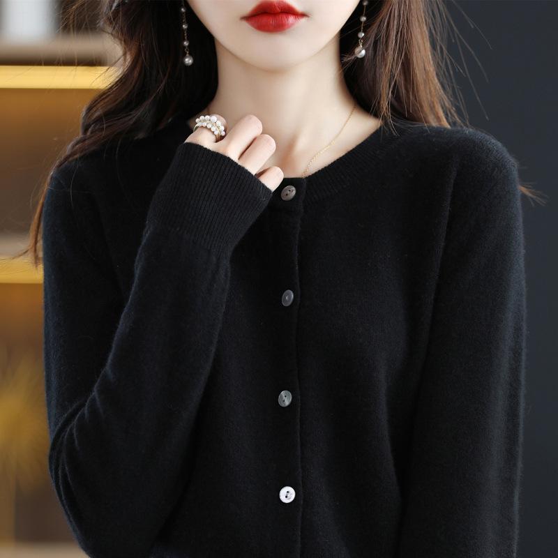 Women Cardigans Sweater O Neck Spring Autumn Knitted Cashmere Cardigans Solid Single Breasted Womens Sweaters