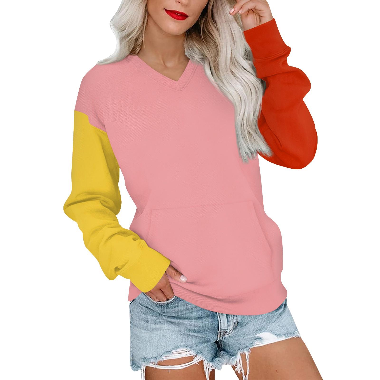 

Женская повседневная модная цветная стеганая толстовка с V-образным вырезом и длинным рукавом, легкий пуловер с карманами L жёлтый