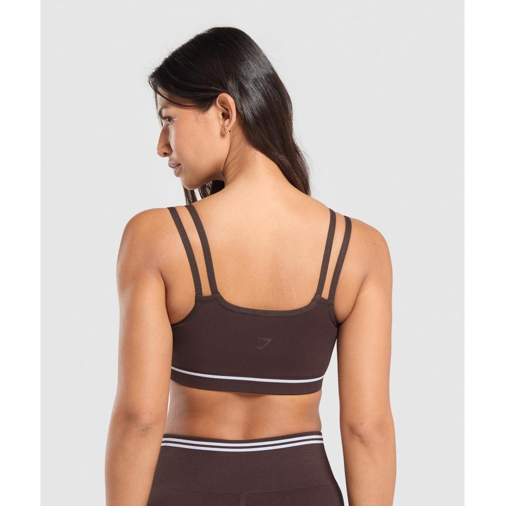 Gymshark Contrast Seamless Sports Bra Heritage Brown B2c1i Ncnz