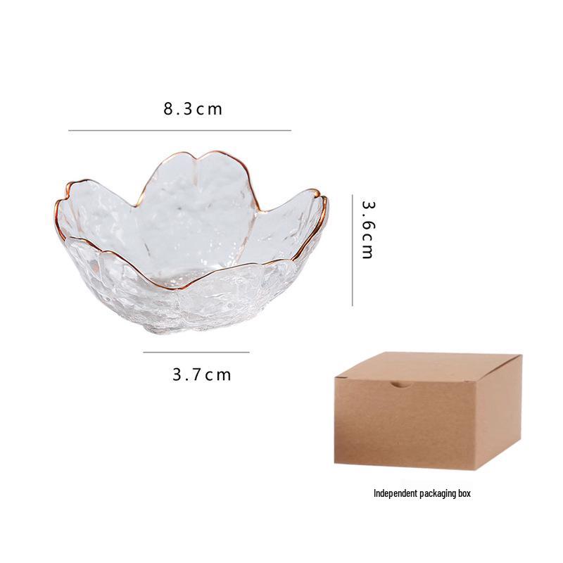 Cherry Blossom Hammered Glass Dipping Dish - Elegant Japanese Tableware for Home or Salon.