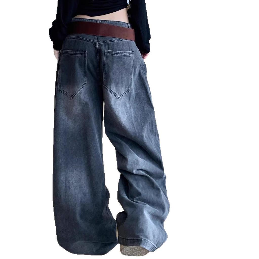Blugi largi unisex cu imprimeu retro uzat