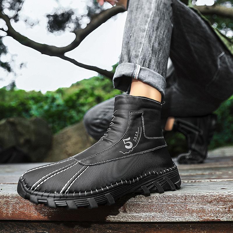 Men’s  Rubber Boots & Galoshes Hiking Boots Khaki Casual Retro Men’s Outdoor Wide Shoes Boots Plus Size Anti Slip