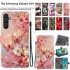 Handmade PU Leather Flip Case for Samsung Galaxy A54 (SM-A546V/A546...)- Anti-Slip Shockproof Cover with Wrist Strap & Heart/Rose Cat Designs