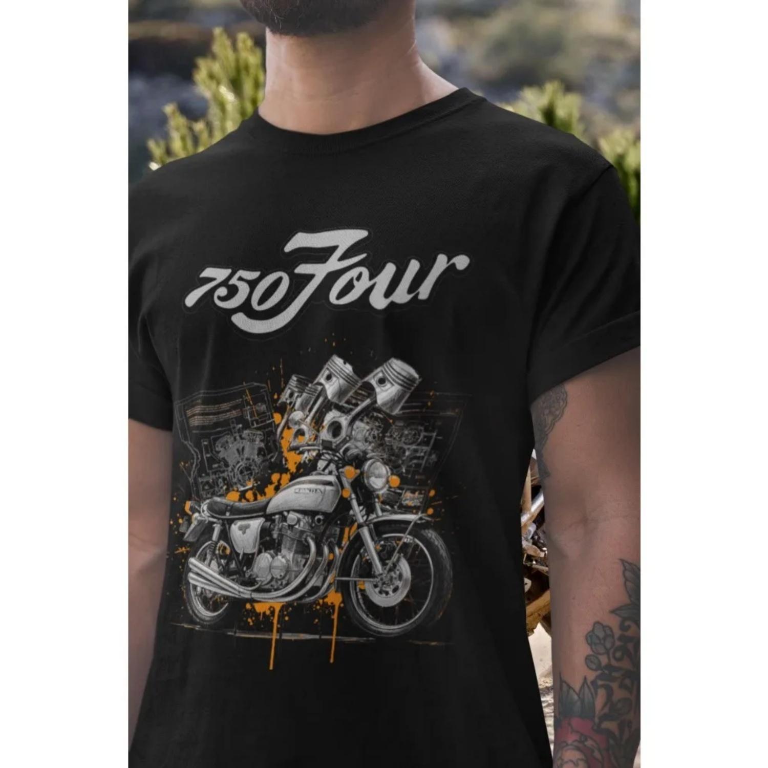 

Honda Men s and Women s T-shirt Summer New Cotton Tee Honda CB750 Four Short-sleeved Spring and Autumn Motorcycle Cycling Top XXXXXL чорний