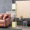 Floor Lamp In Modern Design, 2 Shelves, Pull Chain Switch, 26 Cm X 26 Cm X 156 Cm, Black + White