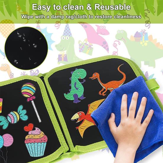 Kids Erasable Graffiti Drawing Book with 12 Watercolor Pens 14 Pages Toddlers Boys Girls Cartoon Doodle Book Educational Drawing Toy