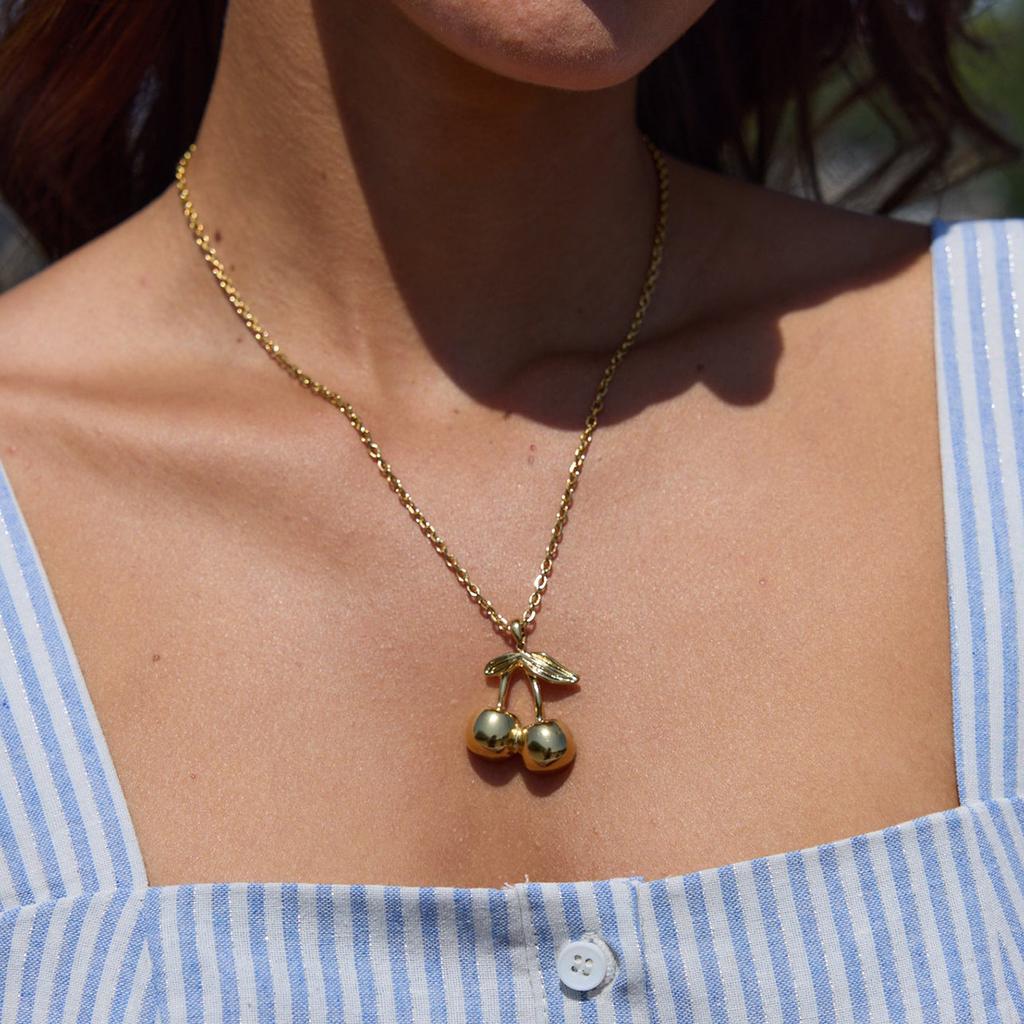 Cherry Titanium Steel Necklace Accessories Women's Light Luxury High-end Clavicle Chain Rust Steel Jewelry