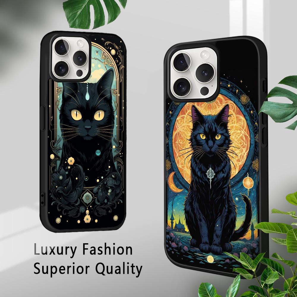 Tarot Mystery Totem Cat Phone Case For iPhone 16 15 14 13 12 11 Pro Xs Max Mini Plus Celulares Hard Funda