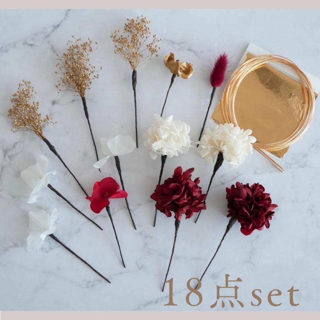 Ornament Specialty Shop Hair Ornament for Dried Flower Small Flower Hair Ornament with Gold Leaf [Hair Bria] Coming-of-Age Ceremonies, Weddings,