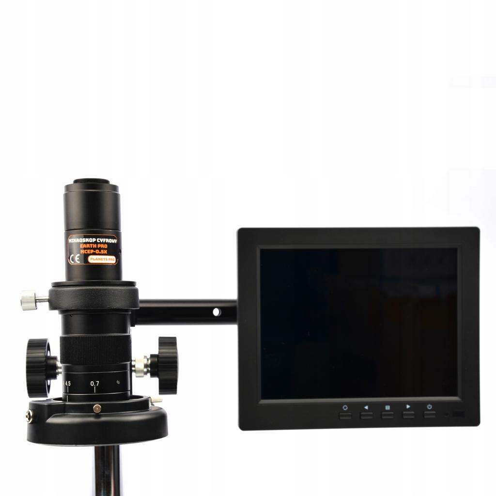 Rosfix Mikroskop Cyfrowy Earth Pro MCEP-0.5X – Zoom 7x-45x | Wyświetlacz 8 Cali | Uchwyt I Oświetlacz 56xLED W Zestawie