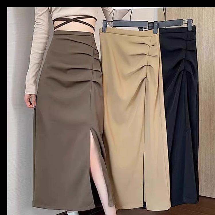 

2024 High Waist Slit Mid-length A-line Korean Style Skirt XL