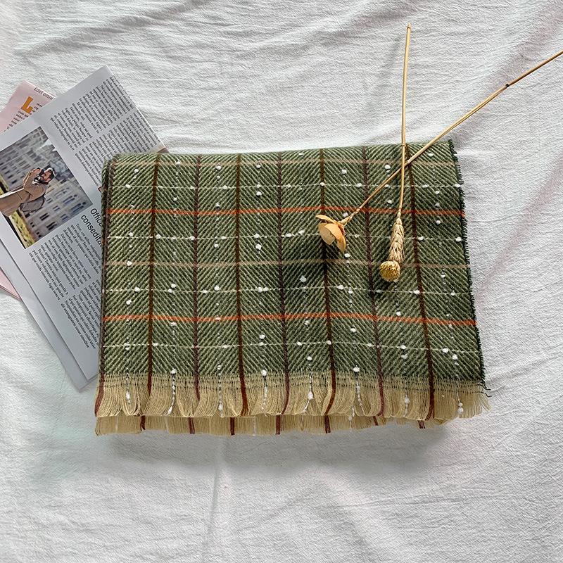New Double-sided Diamond Plaid Scarf for Women in Winter European and American Imitation Cashmere Warm Tassel Shawl Thickened Cold Proof Scarf