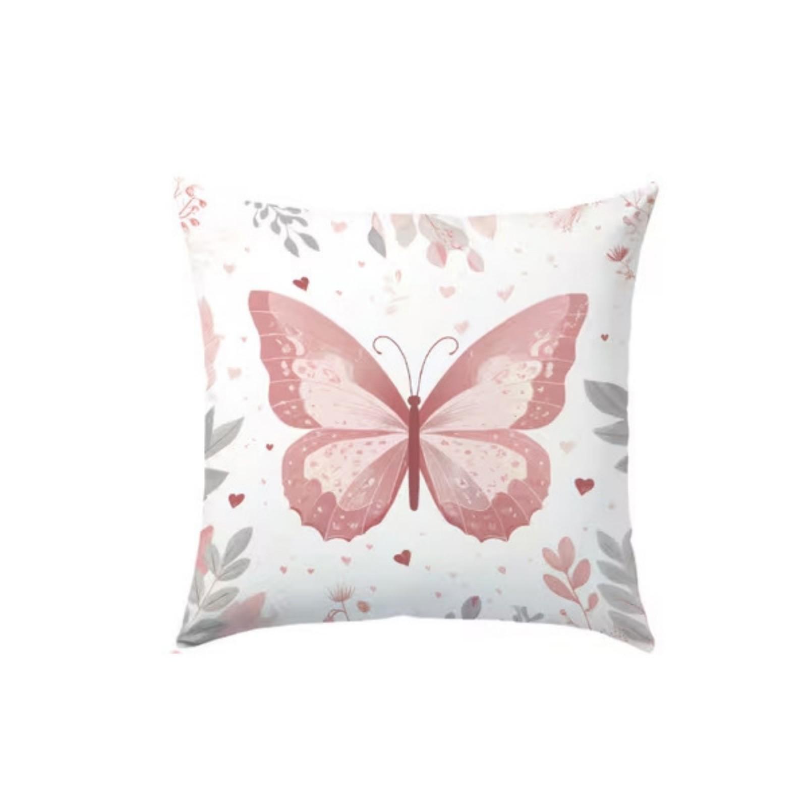 Breathable Linen Floral  Butterfly Throw Pillow Cover For Living Room And Bedroom Sofa Home Decoration Pillow Cover  Throw Pillow Cover One Size