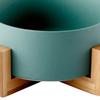 Ceramic Dog Cat Bowl Multipurpose Large Capacity Pet Bowl with Wooden Stand for Cats Dogs Pets