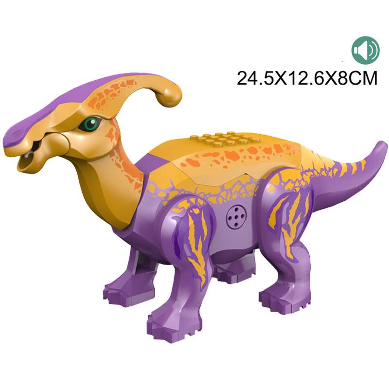 With Sound Assembled Building Blocks Dinosaur World T-Rex Velociraptor Triceratops Jurassic Animal Model Bricks Figure Toys Gift