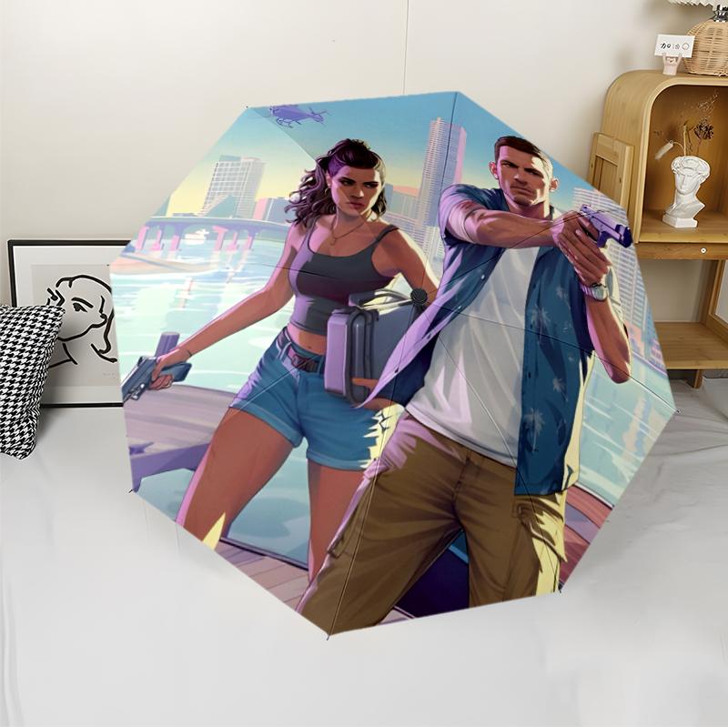 Grand Theft Auto (1) Umbrella Sturdy Frame Suitable for Outdoor Activities Beach Travel Ideal Gift for All Seasons