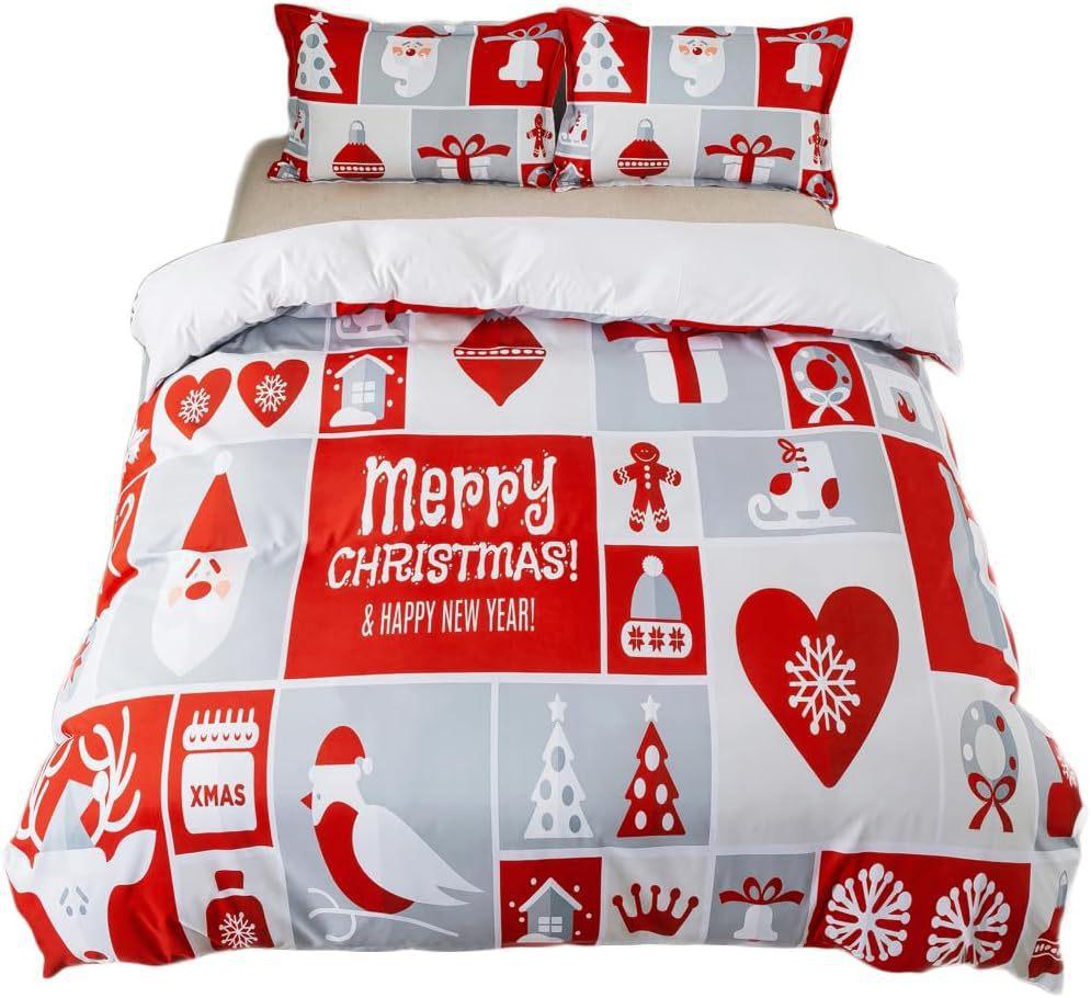 

3D Digital Printing Grinding Three-Piece Set, Christmas Elk Bed Sheet Quilt Cover, Bedding Can Be Ordered 135 * 200 (two-piece set)