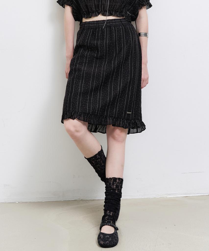 Nigaennikol Pin Stripe Flare Skirt_Black