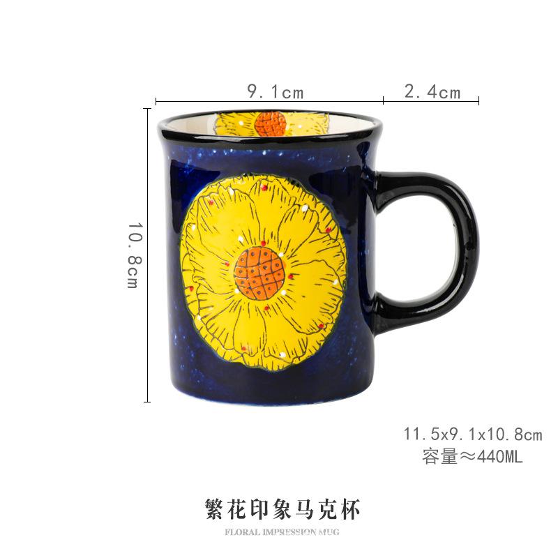 Ceramic Cup Vintage Handmade Flower Coffee Mug Home Office Afternoon Tea Breakfast Milk Mug Ceramic Tea Mug Birthday Gift 2025