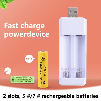 Battery Adapter 2 Slots USB Port Trickle Output Rustproof Anti-oxidation Heat Resistant Safe Rapid Battery Charger AA/AAA