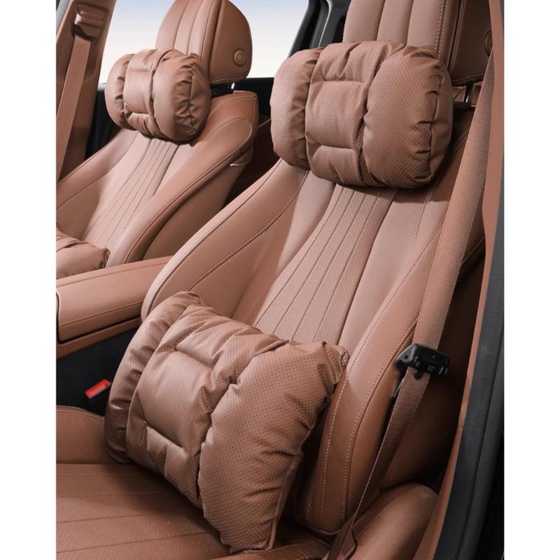 Adjustable Premium Car Seat Headrest Cushion And Lumbar Support Pillow For Drivers Long Trip Fatigue Relief Universal